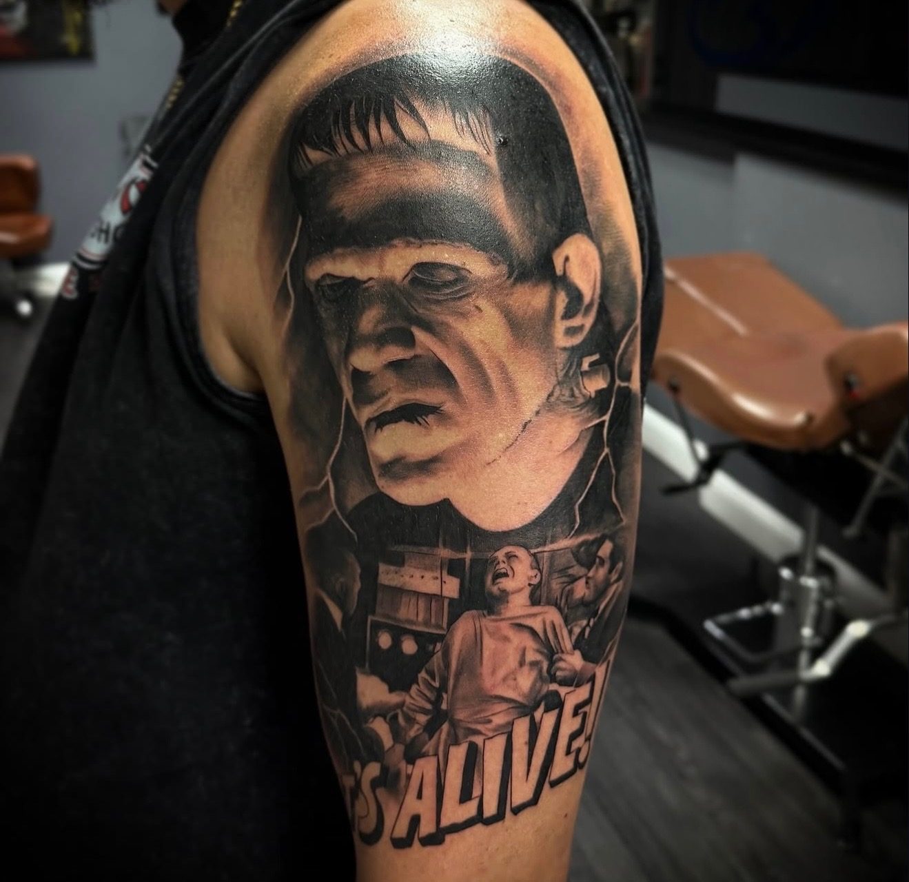 Black and grey tattoo by Patrick at Soul Kraft Ink in Asbury Park, New Jersey